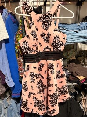 City Studio Pink Dress with Black Trim